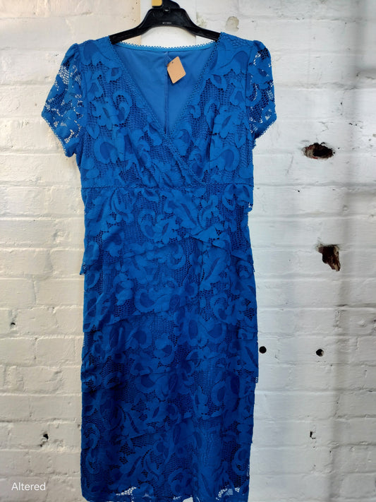 Annah S Blue Lace Dress Size L